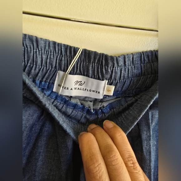 NWOT, Never A Wallflower, Light Blue Denim Track Skirt, Size Small - Picture 7 of 8